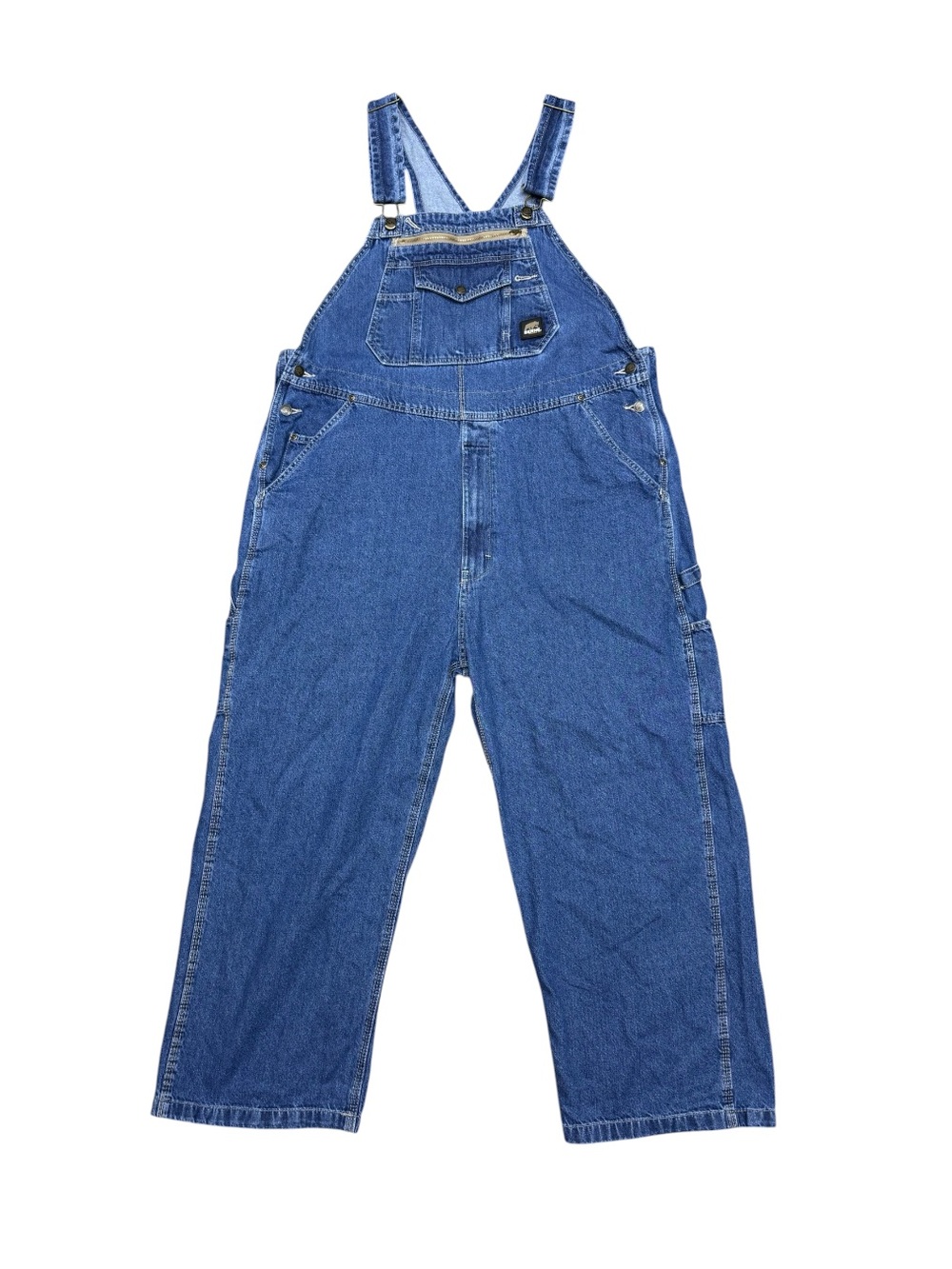BERNE Vintage Medium Wash Denim Overalls Cargo Workwear